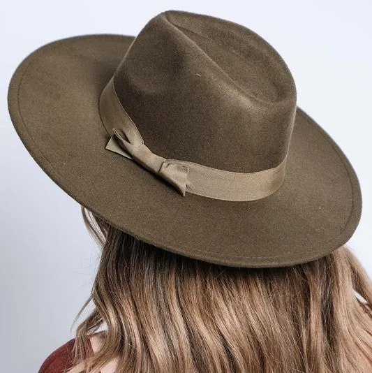 WIDE BRIM RIBBON FEDROA HAT