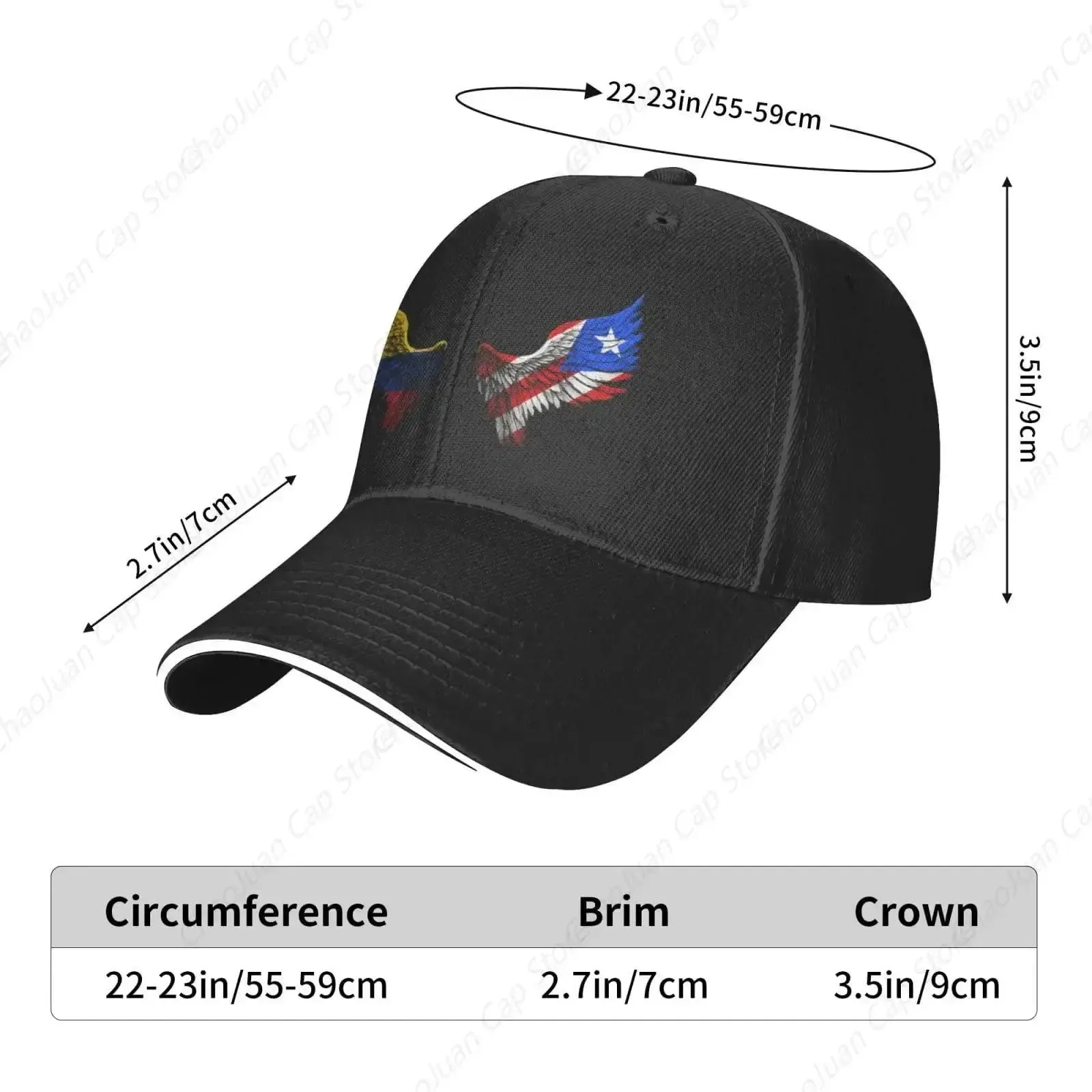 Wings Colombian Colombia and Puerto Rico Hat for Men Women Adjustable Dad Trucker Hats Classic Baseball Cap