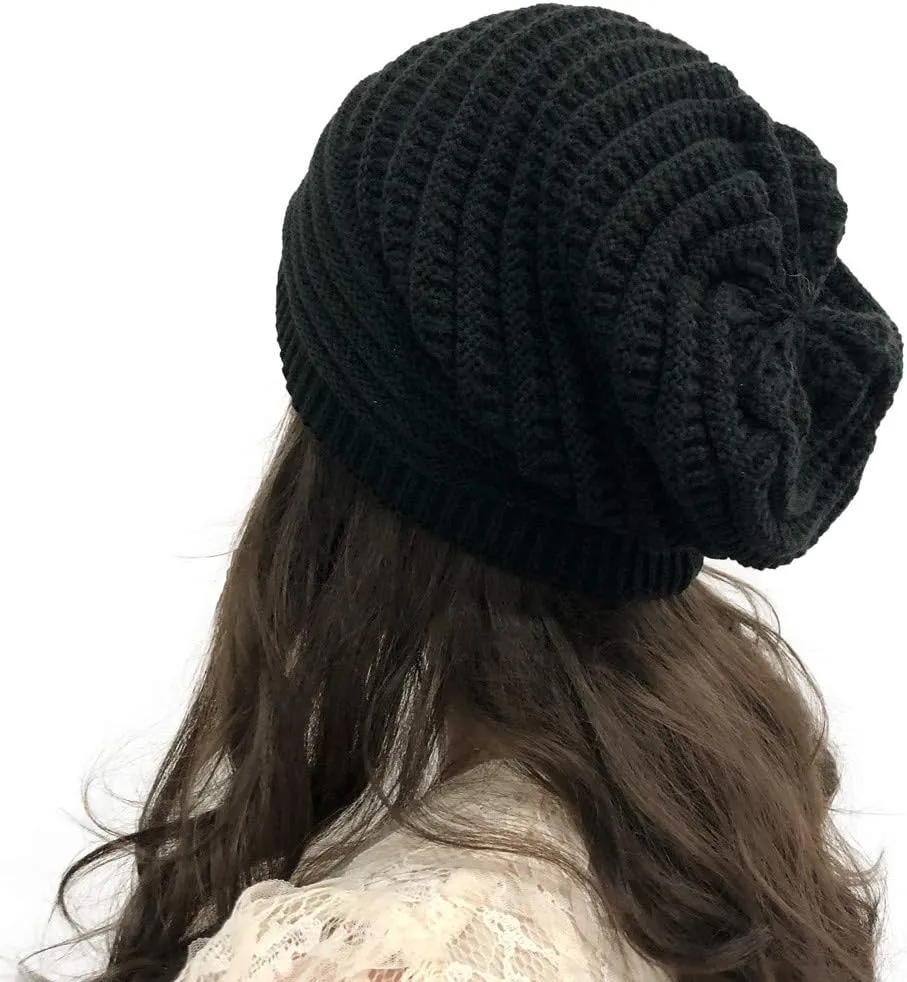 Winter Beanie Hat for Women Lightweight Outdoor Cashmere Warm Wool Knit Hat Pom Pom Visor Skull Cap