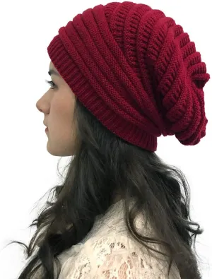 Winter Beanie Hat for Women Lightweight Outdoor Cashmere Warm Wool Knit Hat Pom Pom Visor Skull Cap