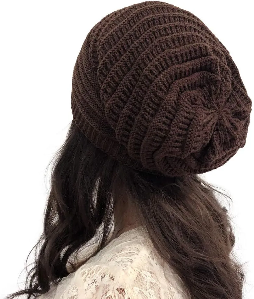 Winter Beanie Hat for Women Lightweight Outdoor Cozy Chunky Knitted Wool Knit Hat Pom Pom Visor Beanie Cap