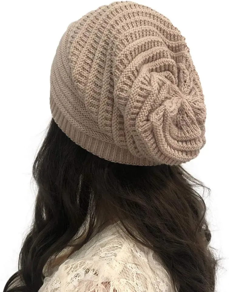 Winter Beanie Hat for Women Lightweight Outdoor Cozy Chunky Knitted Wool Knit Hat Pom Pom Visor Beanie Cap