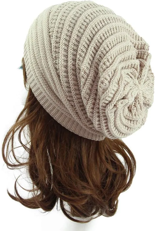Winter Beanie Hat for Women Lightweight Outdoor Cozy Chunky Knitted Wool Knit Hat Pom Pom Visor Beanie Cap