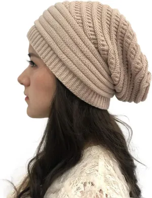 Winter Beanie Hat for Women Lightweight Outdoor Cozy Chunky Knitted Wool Knit Hat Pom Pom Visor Beanie Cap