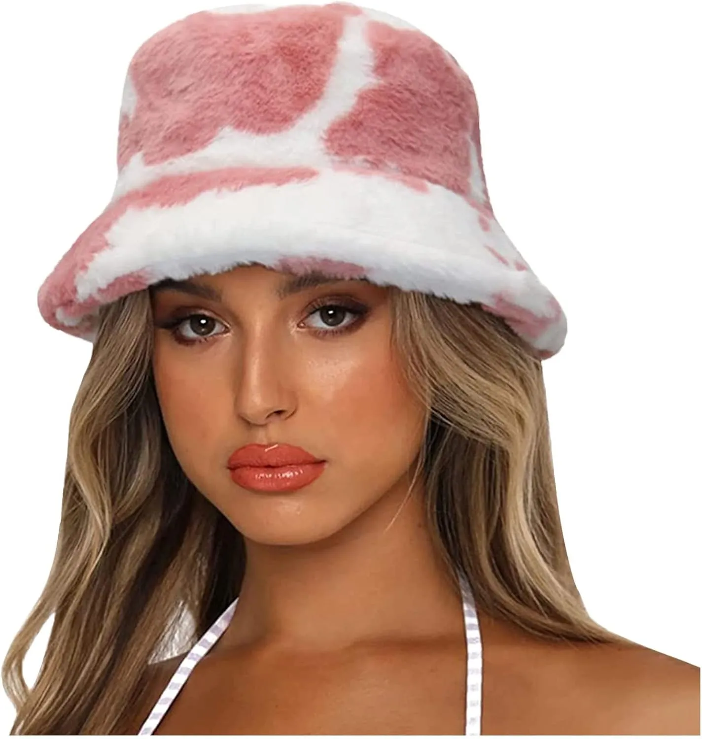Winter Beanie Hat for Women Pompom Hats Womens Warm Thick Knit Cap (Pink, One Size)