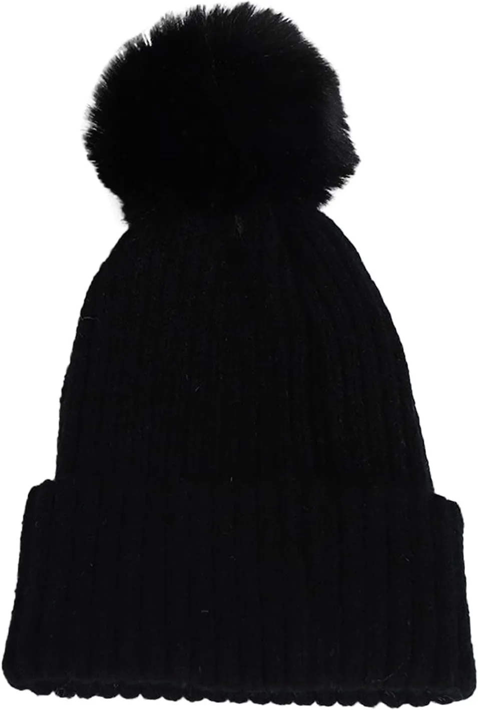 Winter Beanie Hats for Men Women, Fleece Lined Beanie Soft Warm Knit Hat Ski Stocking Cuffed Cap with Pompoms