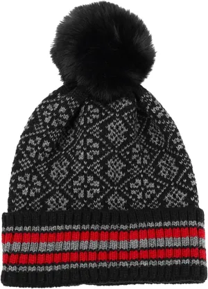 Winter Beanie Hats for Men Women, Fleece Lined Beanie Soft Warm Knit Hat Ski Stocking Cuffed Cap with Pompoms
