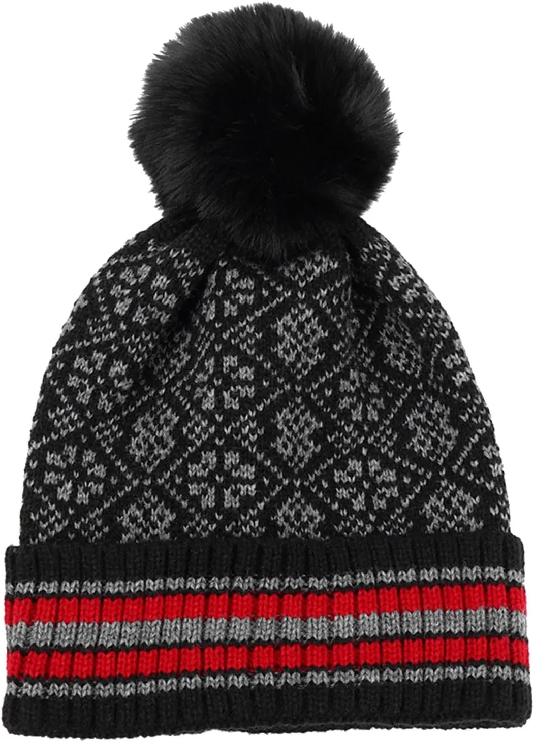Winter Beanie Hats for Men Women, Fleece Lined Beanie Soft Warm Knit Hat Ski Stocking Cuffed Cap with Pompoms