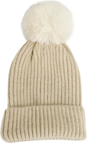 Winter Beanie Hats for Men Women, Fleece Lined Beanie Soft Warm Knit Hat Ski Stocking Cuffed Cap with Pompoms