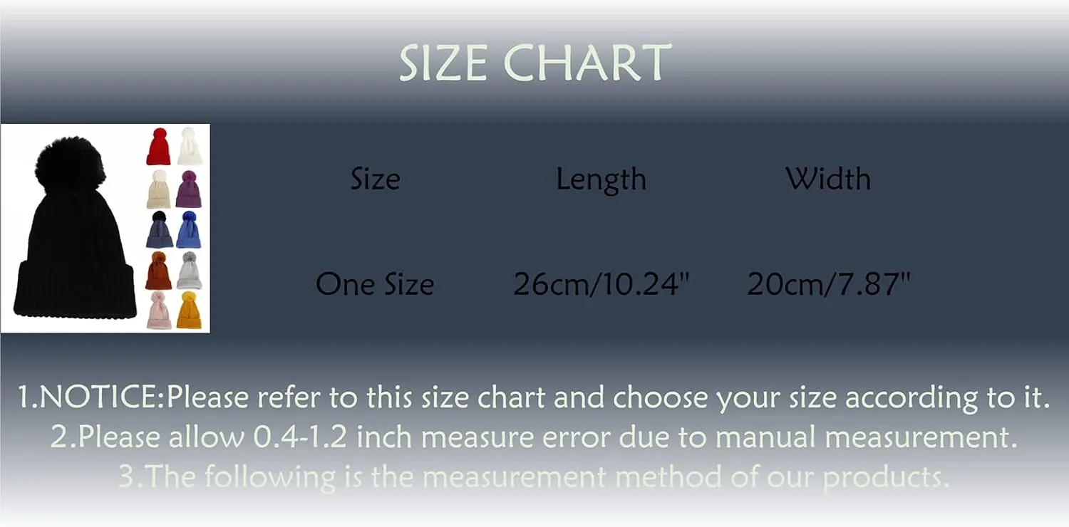 Winter Beanie Hats for Men Women, Fleece Lined Beanie Soft Warm Knit Hat Ski Stocking Cuffed Cap with Pompoms