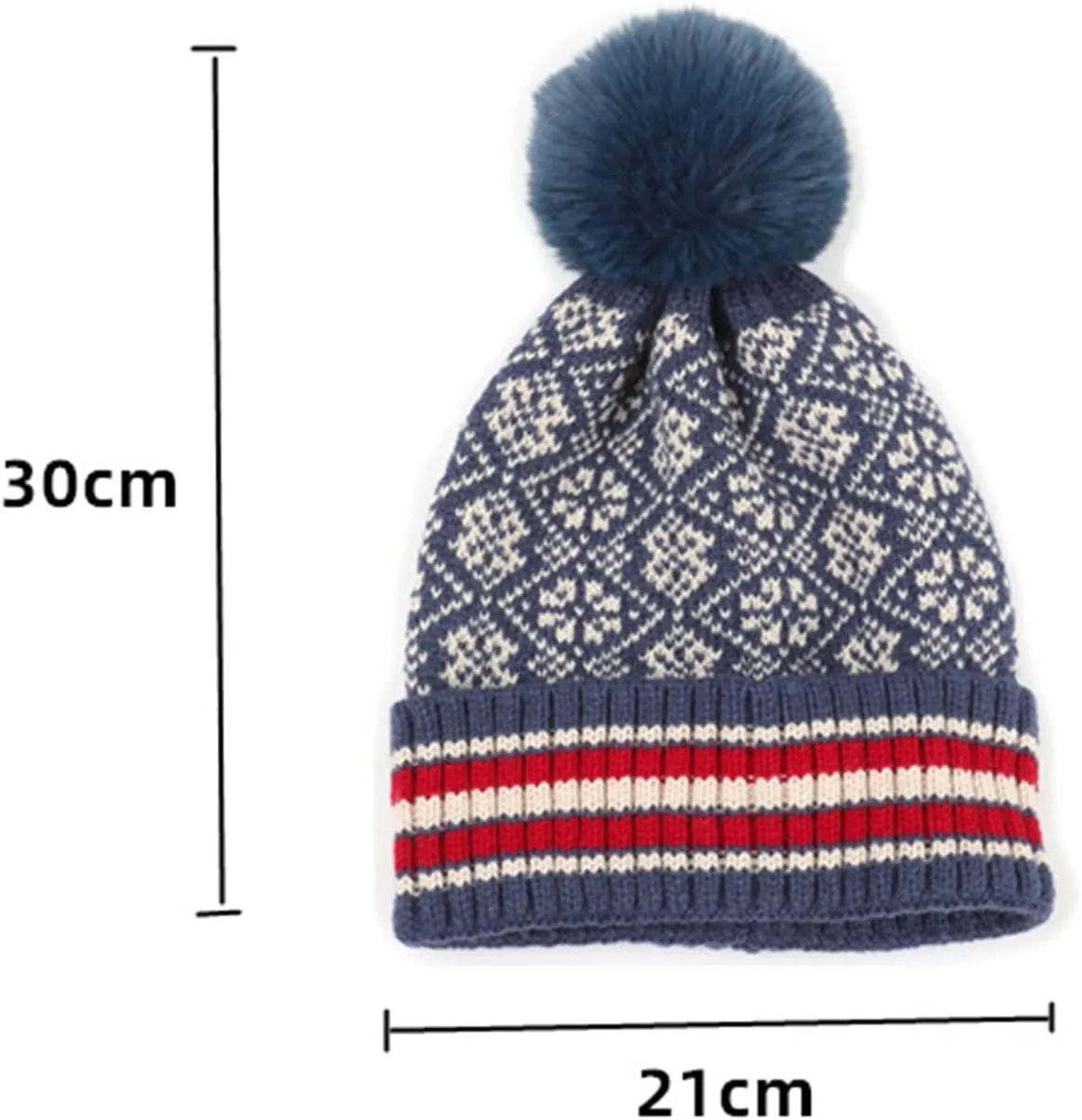 Winter Beanie Hats for Men Women, Fleece Lined Beanie Soft Warm Knit Hat Ski Stocking Cuffed Cap with Pompoms