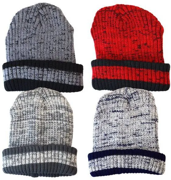winter cuffed beanie hats - insulated Case of 144