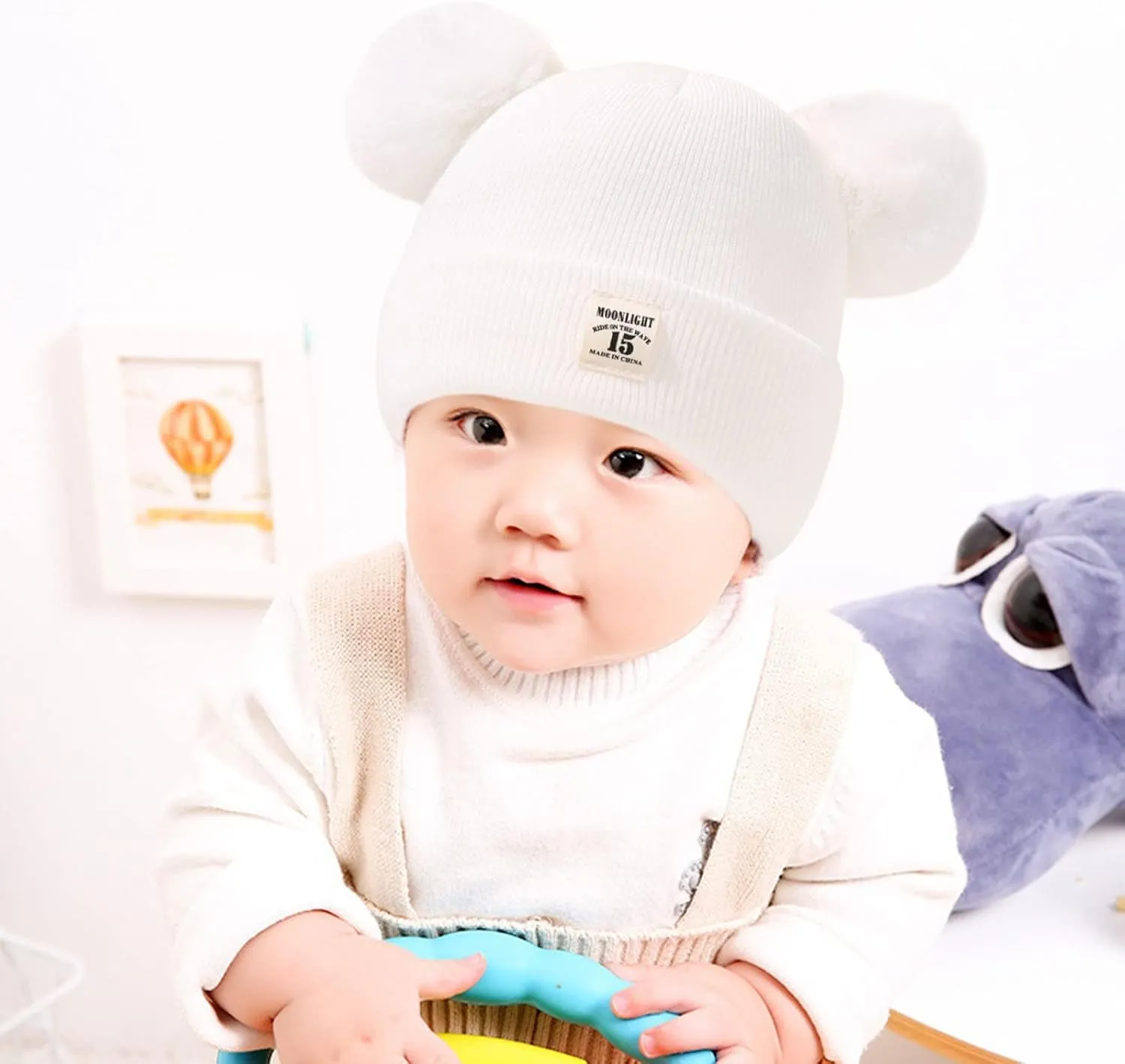 Winter Hat for Kids Toddler Children Boys Girls Beanie with Double Poms Poms Soft Warm Knitted Beanie Hat
