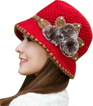 Winter Hats for Women with Ear Flaps Oversized Comfy Thermal Warm Cable Ribbed Knit Hat Pom Pom Visor Beanie Cap