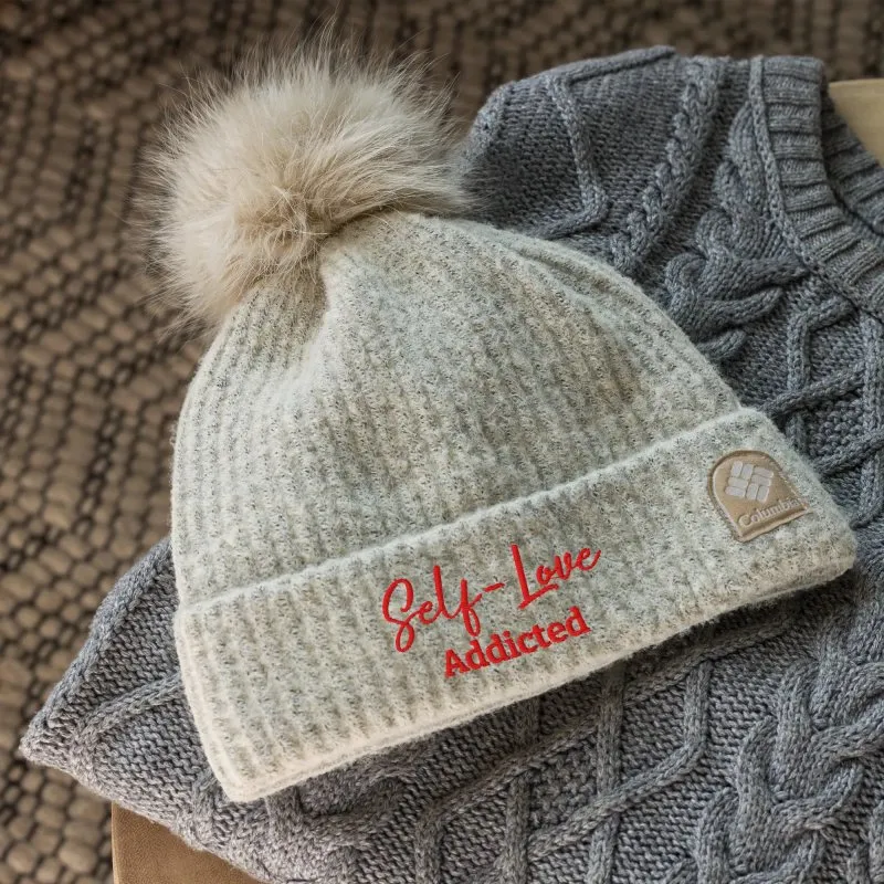Winter Hats - Self Love Addicted - Columbia pom-pom beanie with Embroidery
