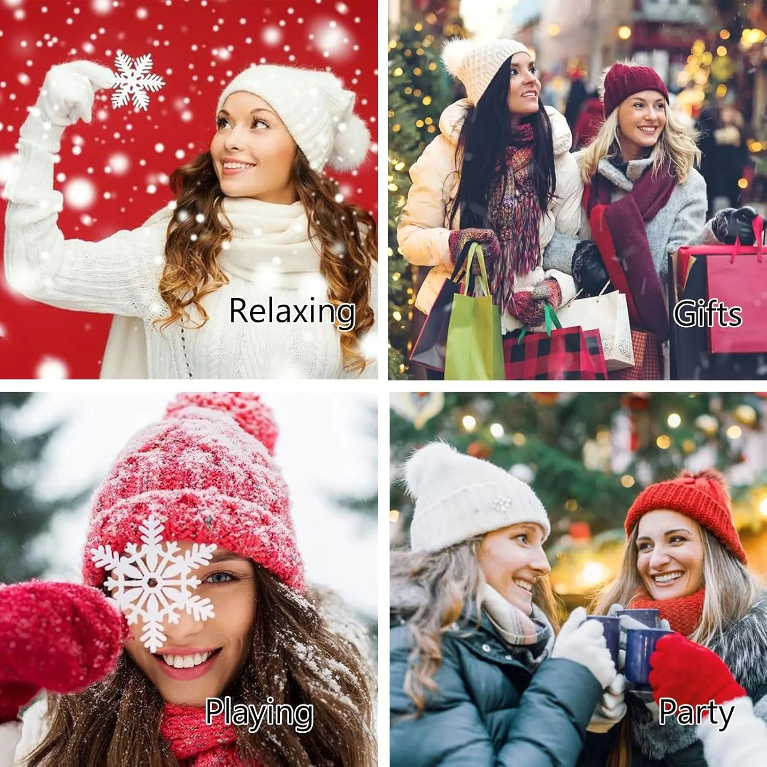 Winter Warm Beanie Hat for Women Men Touchscreen Gloves Scarf Set Fleece Lined Scarf Neck Warmer Skull Caps 3 Set