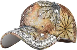 Women Bling Baseball Cap Flower Snapback Rhinestone Sun Hats Adjustable Denim Jeans Hat for Men