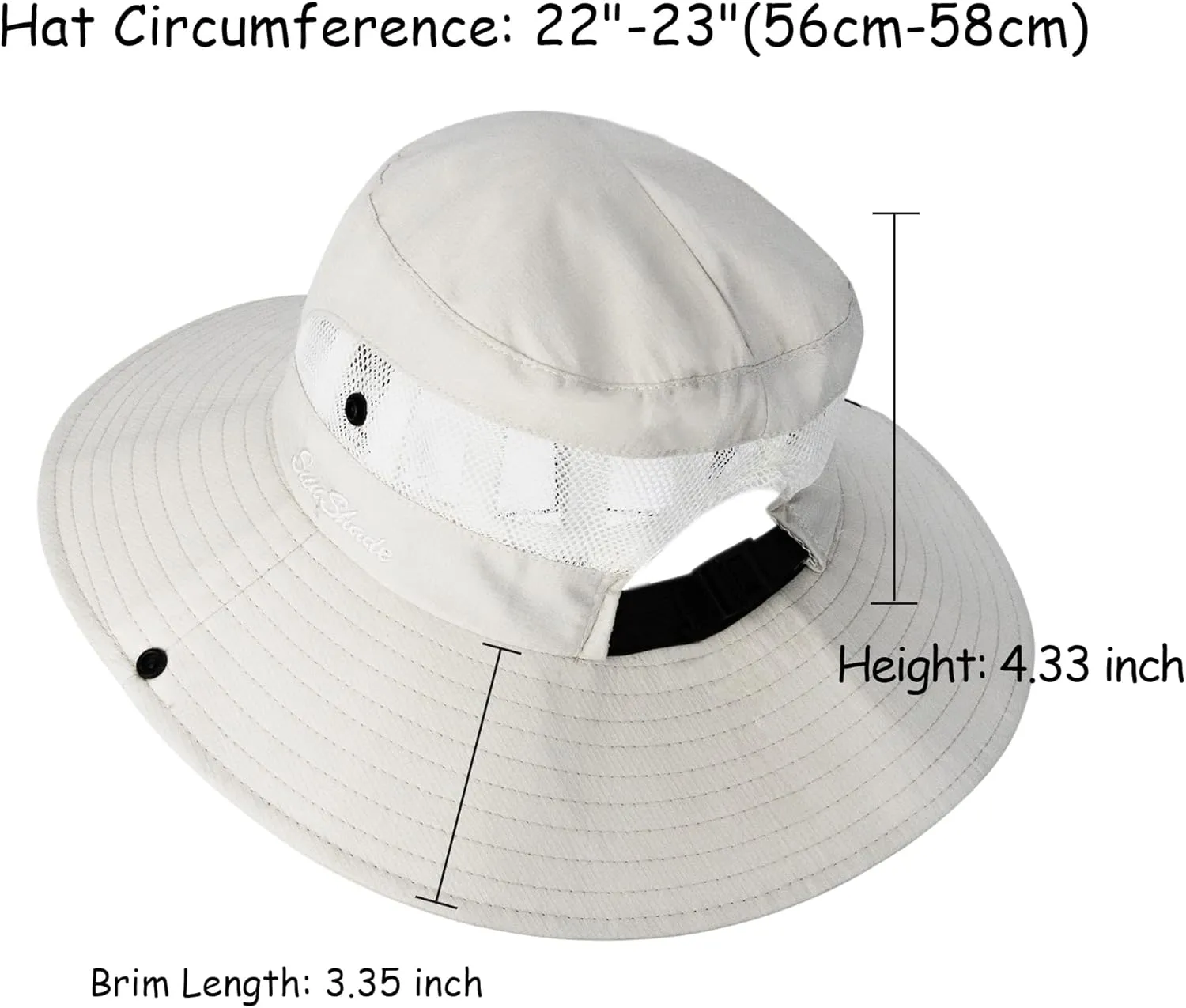 Women-Sun-Hat Safari-Sun-Protection Bucket - Beach-Outdoor Summer Hat Ponytail-Wide-Brim Breathable (22"-23")