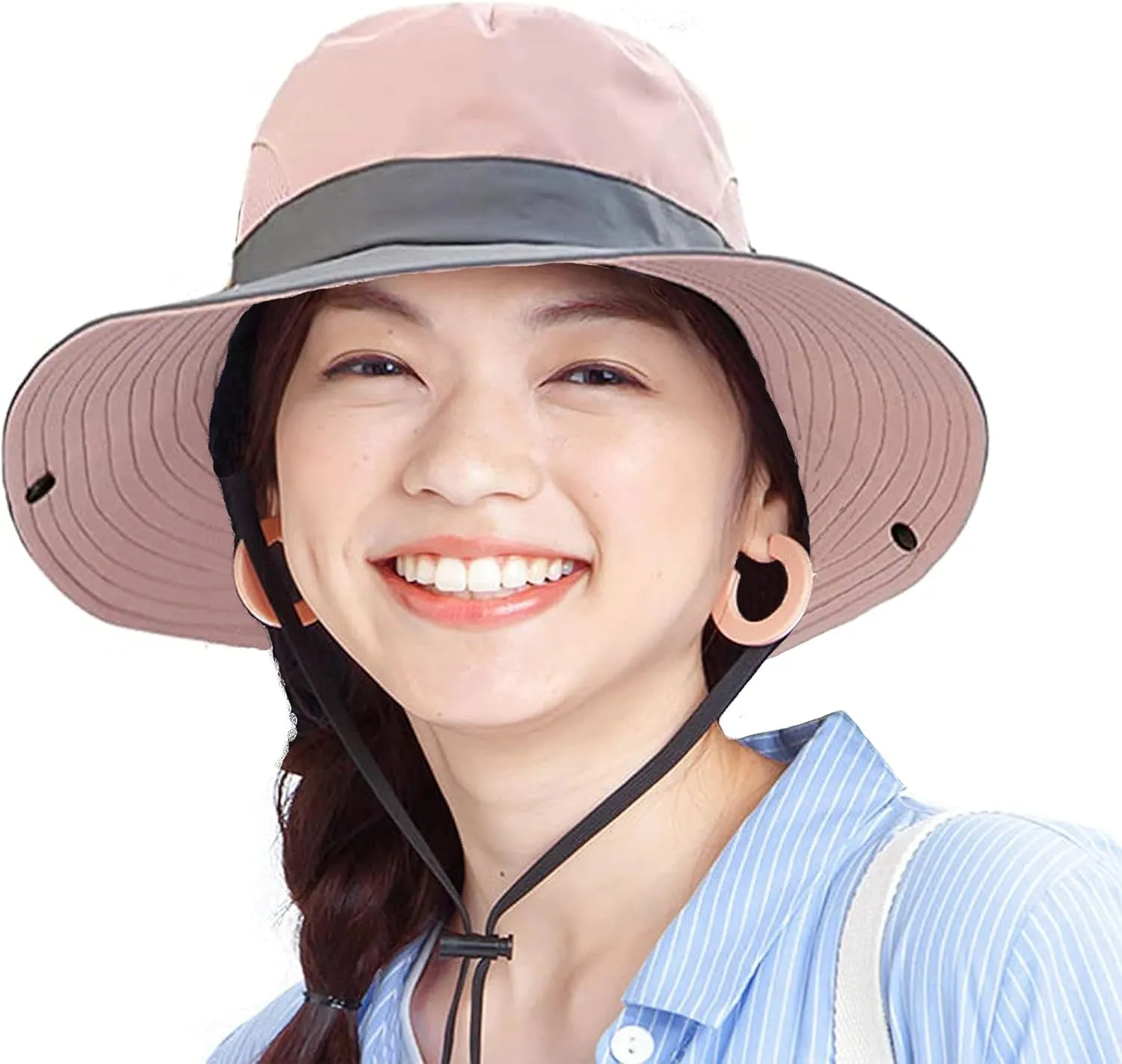 Women-Sun-Hat Safari-Sun-Protection Bucket - Beach-Outdoor Summer Hat Ponytail-Wide-Brim Breathable (22"-23")