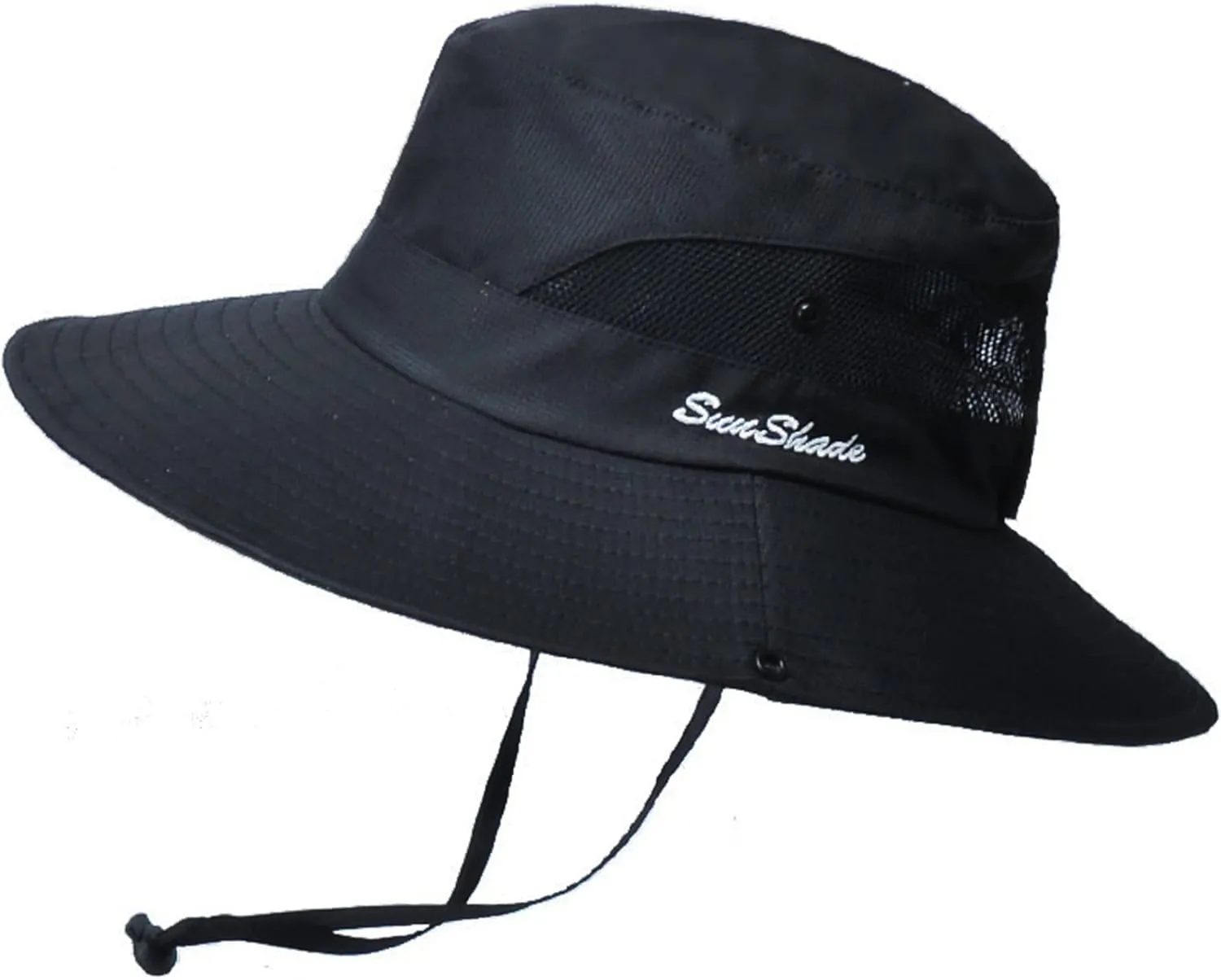 Women-Sun-Hat Safari-Sun-Protection Bucket - Beach-Outdoor Summer Hat Ponytail-Wide-Brim Breathable (22"-23")