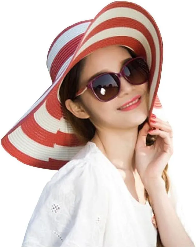 Women Sun Straw Hat, Floppy Wide Brim Summer Beach Hat UPF 50 UV Protection Caps Foldable Quickly-Dry Hat Roll Up Travel Hats