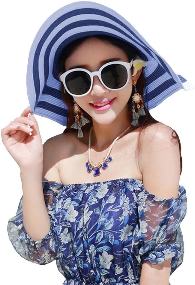 Women Sun Straw Hat, Floppy Wide Brim Summer Beach Hat UPF 50 UV Protection Caps Foldable Quickly-Dry Hat Roll Up Travel Hats