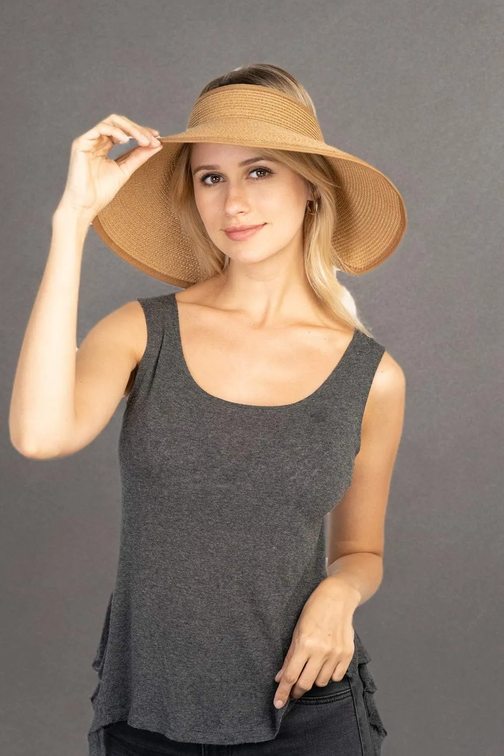 Women Sun Visor Hats Beach - Foldable Roll Up Wide Brim Bowknot Summer Straw Hat Cap Cruise wear for Womens