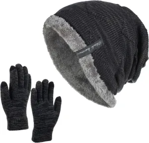 Women Winter Pompom Beanie Hat with Warm Lined, Oversized Thick Slouchy Snow Knit Ski Cap