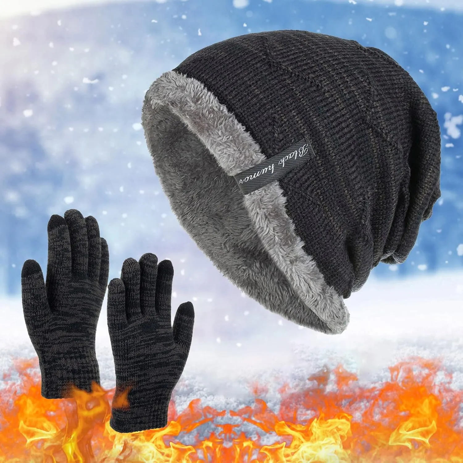 Women Winter Pompom Beanie Hat with Warm Lined, Oversized Thick Slouchy Snow Knit Ski Cap