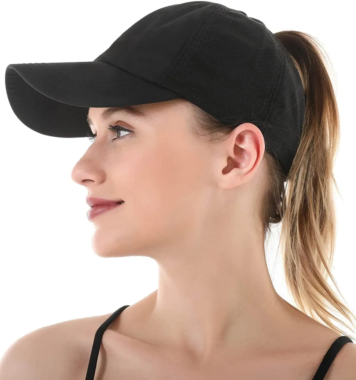 Womens Criss Cross Ponytail Baseball Cap Adjustable Messy Bun Mesh Quick Drying Hat