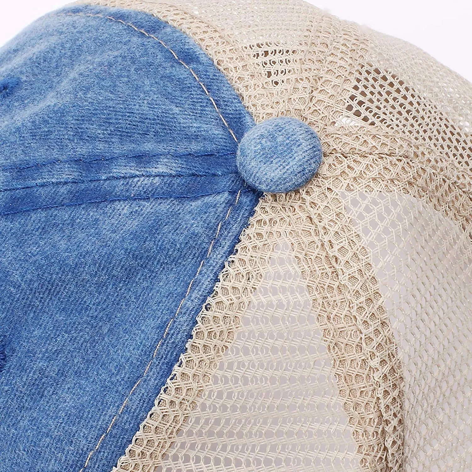 Women's Crisscross Ponytail Hat Washed Distressed Mesh Baseball Cap Dad Hat Ponytail Hat for Women