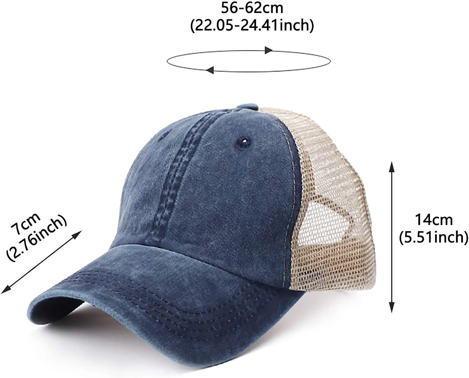 Women's Crisscross Ponytail Hat Washed Distressed Mesh Baseball Cap Dad Hat Ponytail Hat for Women