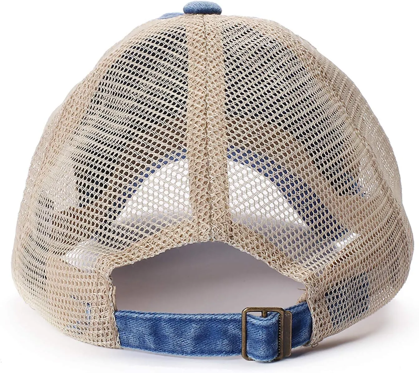 Women's Crisscross Ponytail Hat Washed Distressed Mesh Baseball Cap Dad Hat Ponytail Hat for Women