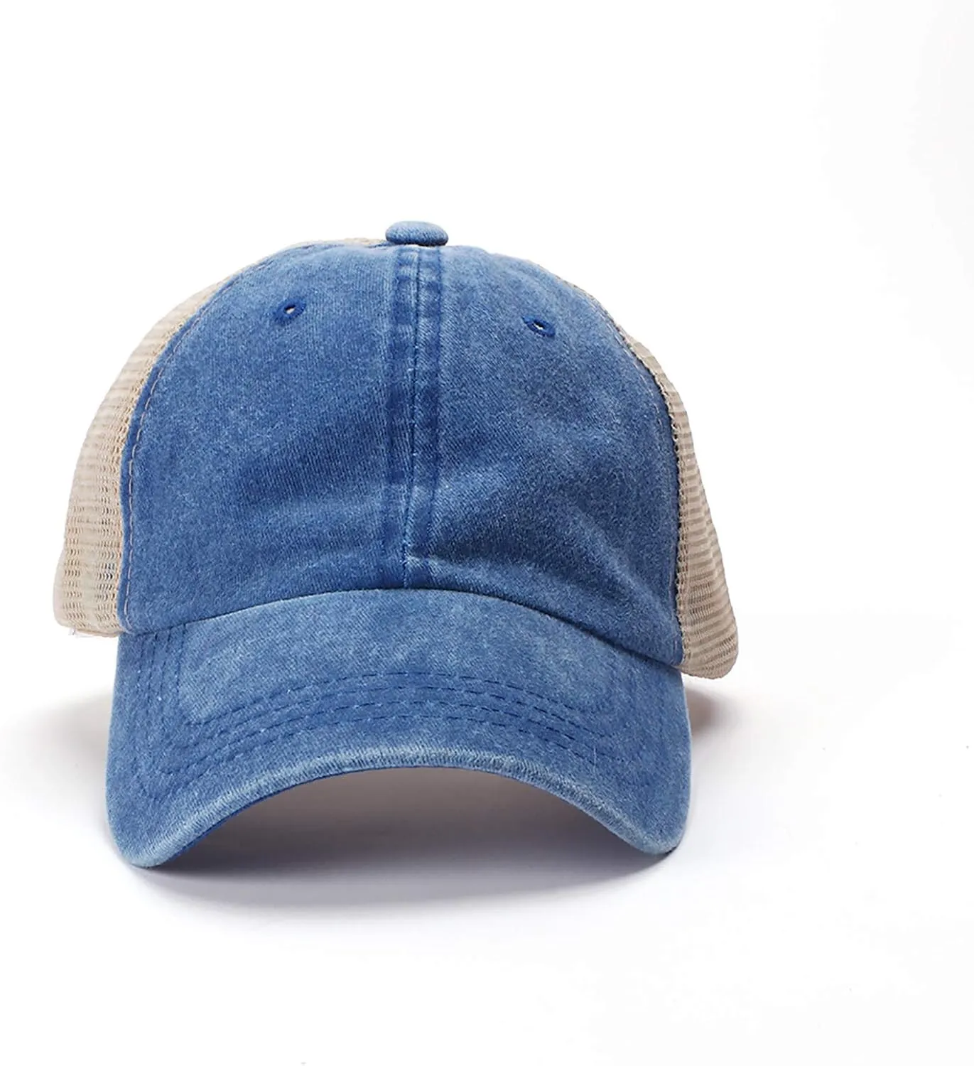 Women's Crisscross Ponytail Hat Washed Distressed Mesh Baseball Cap Dad Hat Ponytail Hat for Women