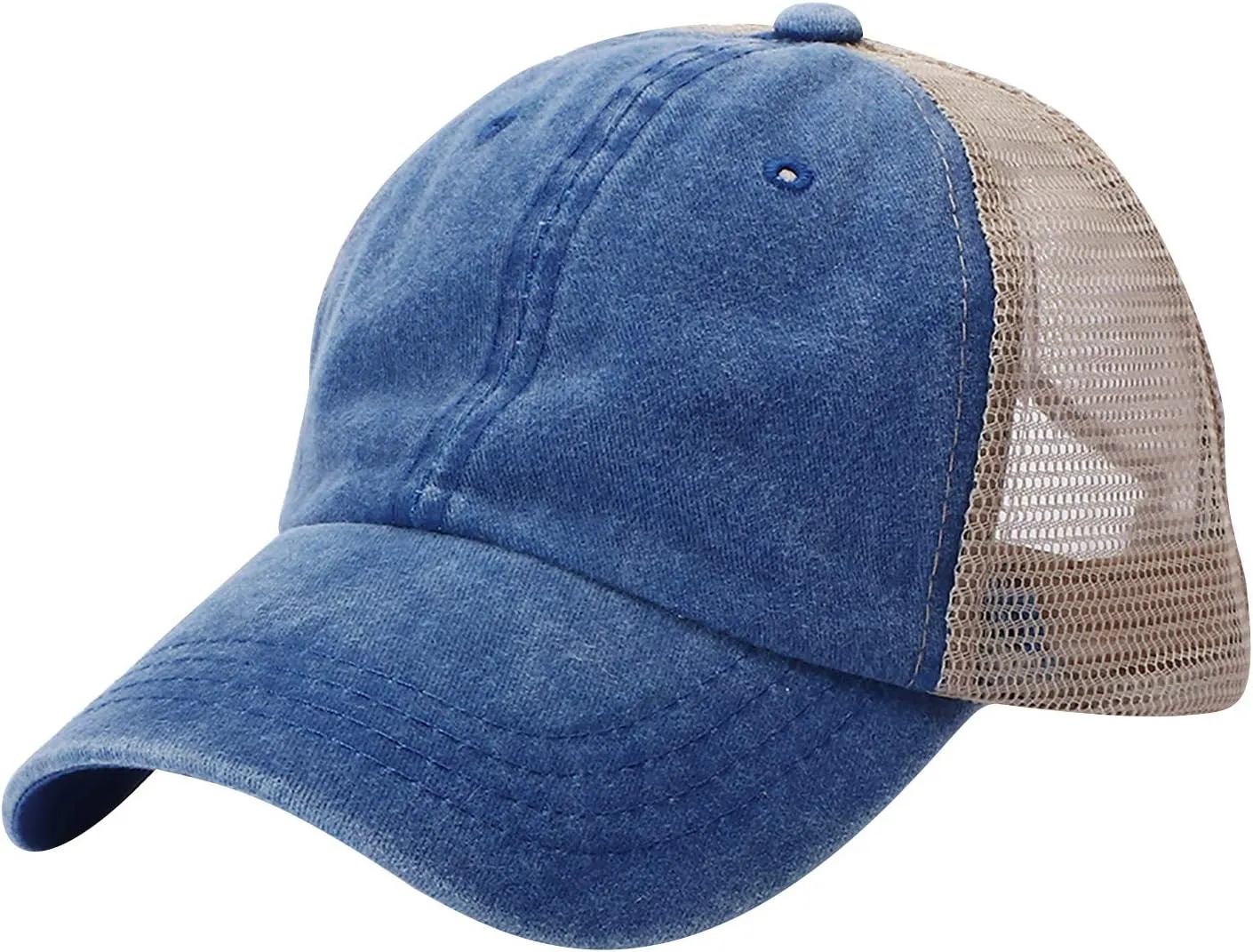 Women's Crisscross Ponytail Hat Washed Distressed Mesh Baseball Cap Dad Hat Ponytail Hat for Women