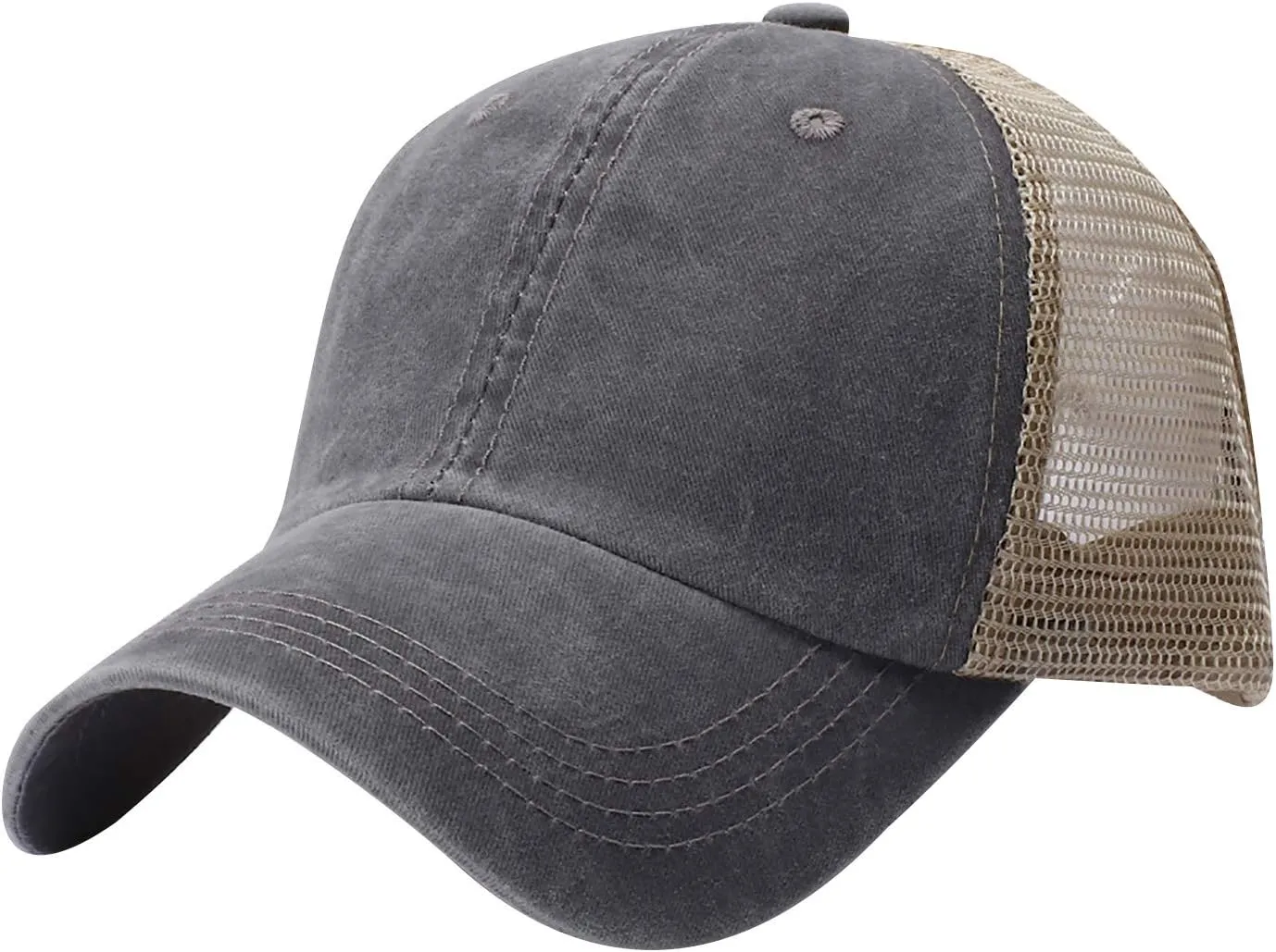 Women's Crisscross Ponytail Hat Washed Distressed Mesh Baseball Cap Dad Hat Ponytail Hat for Women