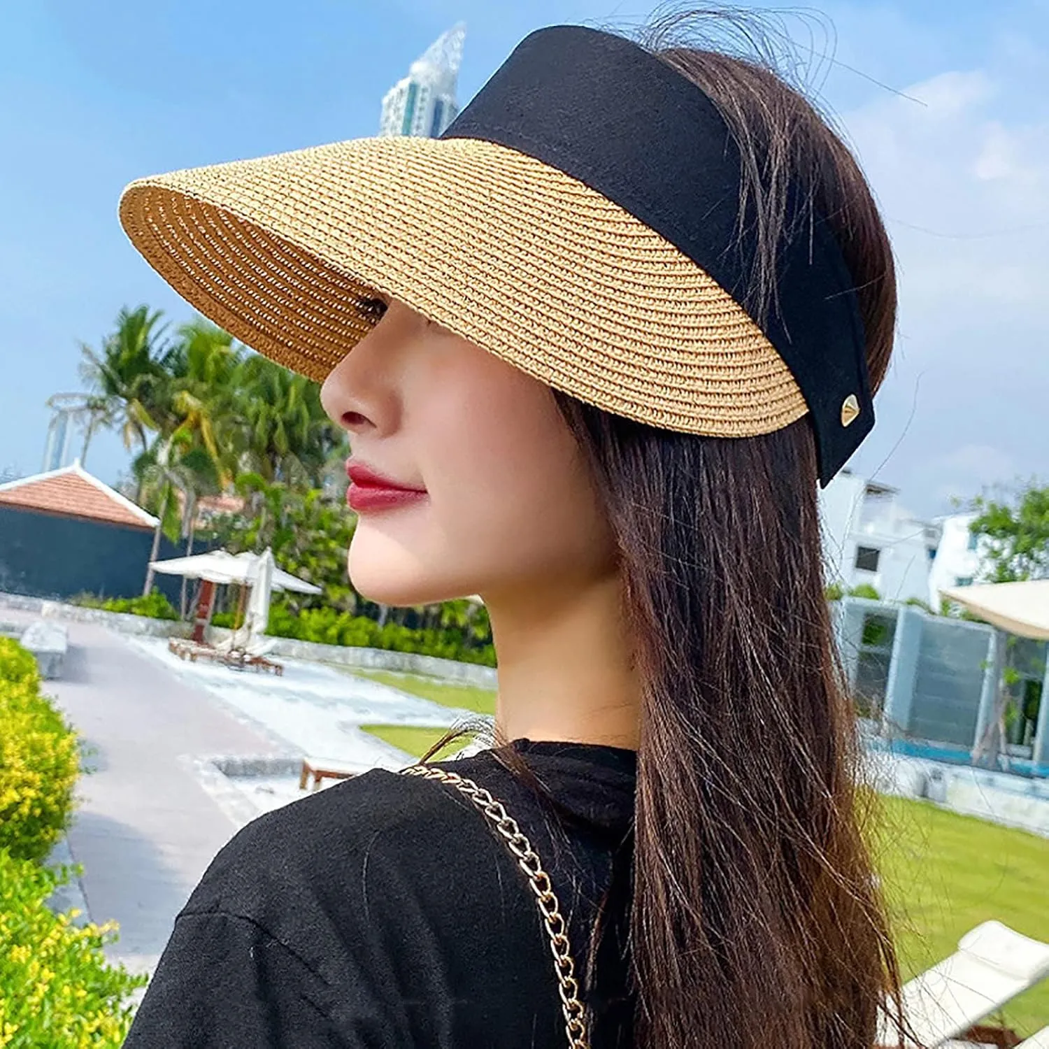 Women's Empty Top Sun Visor Hat Holiday Hat Summer Beach Baseball Caps Sunscreen Sunshade Tennis Cap