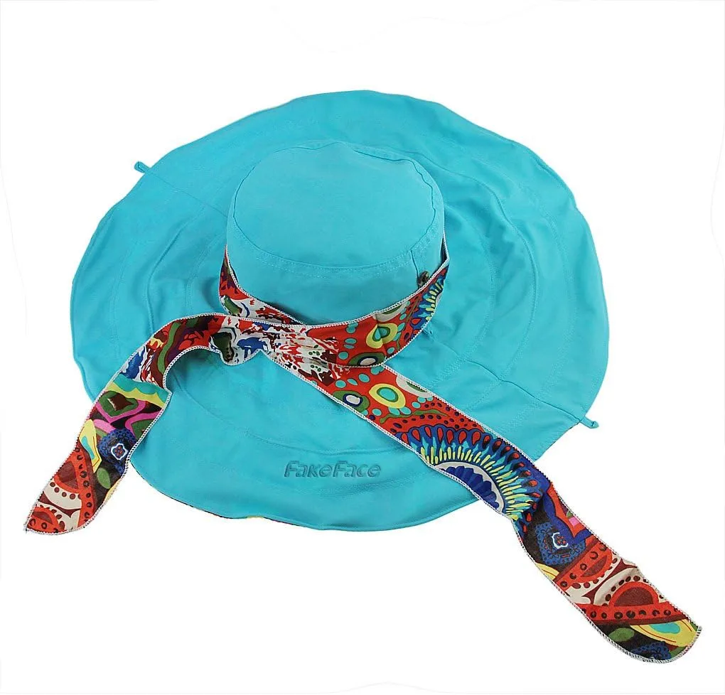 Women's Foldable Floppy Reversible Travel Beach Sun Visor Hat Wide Brim UPF 50 