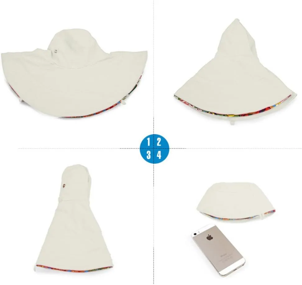 Women's Foldable Floppy Reversible Travel Beach Sun Visor Hat Wide Brim UPF 50 