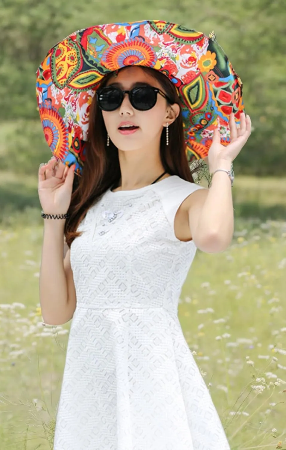 Women's Foldable Floppy Reversible Travel Beach Sun Visor Hat Wide Brim UPF 50 