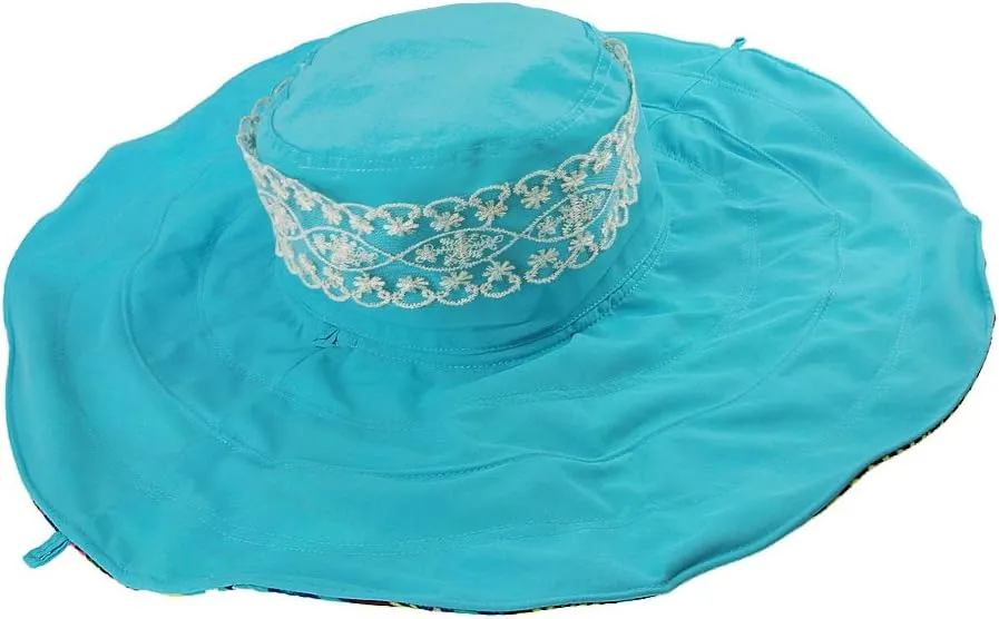 Women's Foldable Floppy Reversible Travel Beach Sun Visor Hat Wide Brim UPF 50 