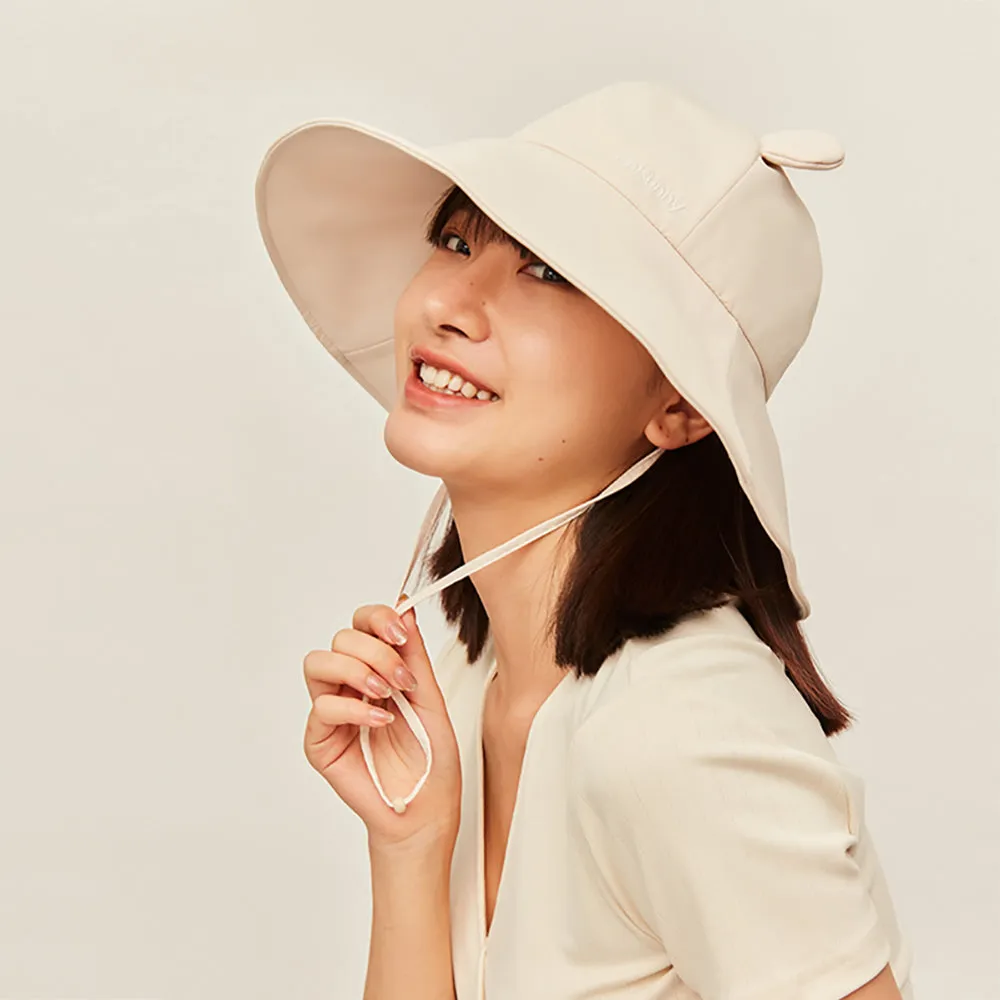 Women's Large Brim Sun Hat with Bear Ear UPF 50 