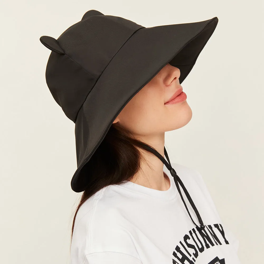 Women's Large Brim Sun Hat with Bear Ear UPF 50 