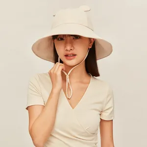 Women's Large Brim Sun Hat with Bear Ear UPF 50 