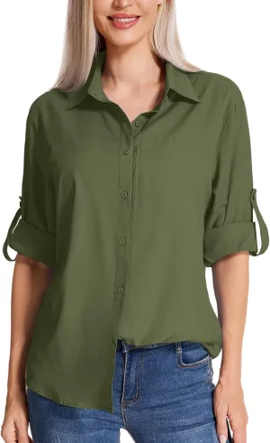 Women's Long Sleeve Safari Clothes UPF 50 Hiking Fishing Shirts,Sun Protection Quick Dry Light Cooling Shirts Women's Long Sleeve Safari Clothes UPF 50 Hiking Fishing Shirts,Sun Protection Quick Dry Light Cooling Shirts