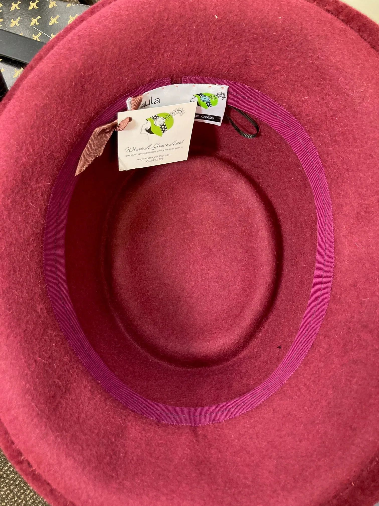 Women's Menswear Warm Wool Felt Pork Pie Fedora Hat in Burgundy Wine for Winter, Ladies Winter Fedora Hat