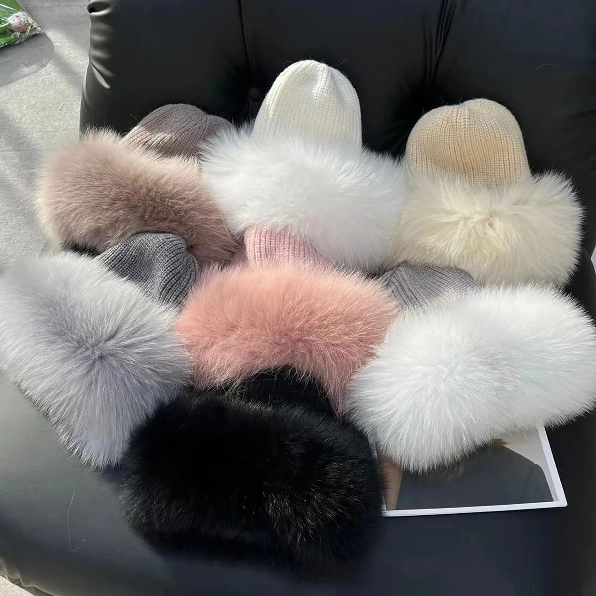 Women’s Natural Fox Fur Fedora Fluffy Warm Winter Knitted Fur Hat
