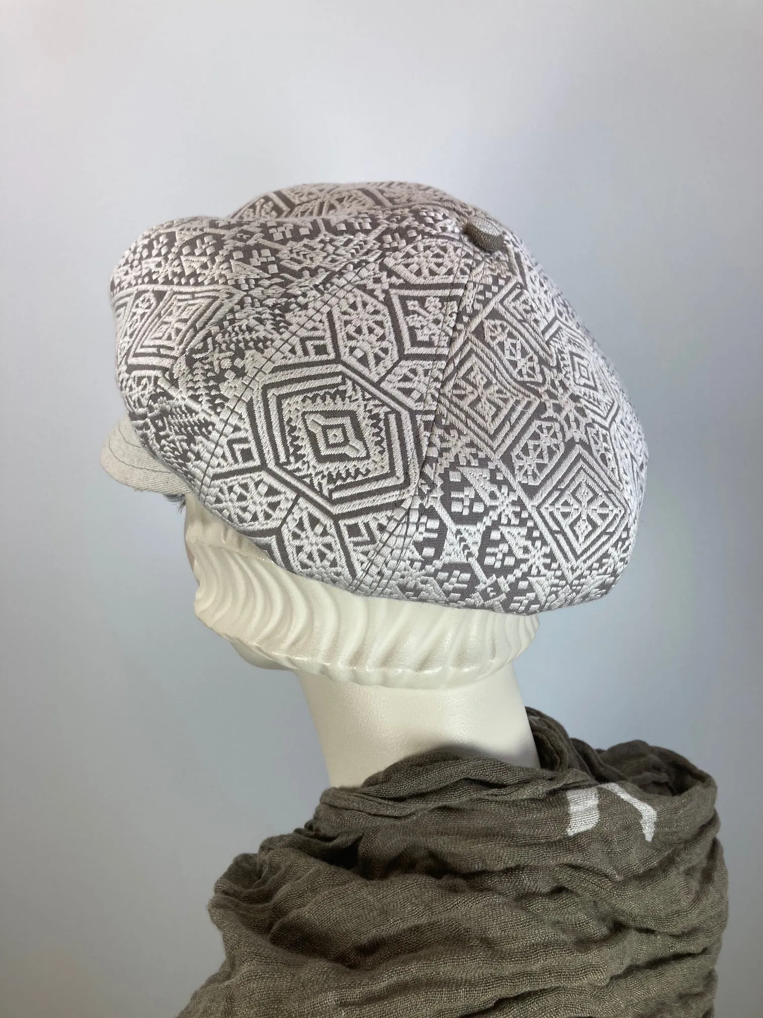 Womens neutral sustainable fabric Newsboy hat. Ladies Summer Newsboy Visor Cap. Soft Travel Fabric Sustainable fashion apple paperboy hat.