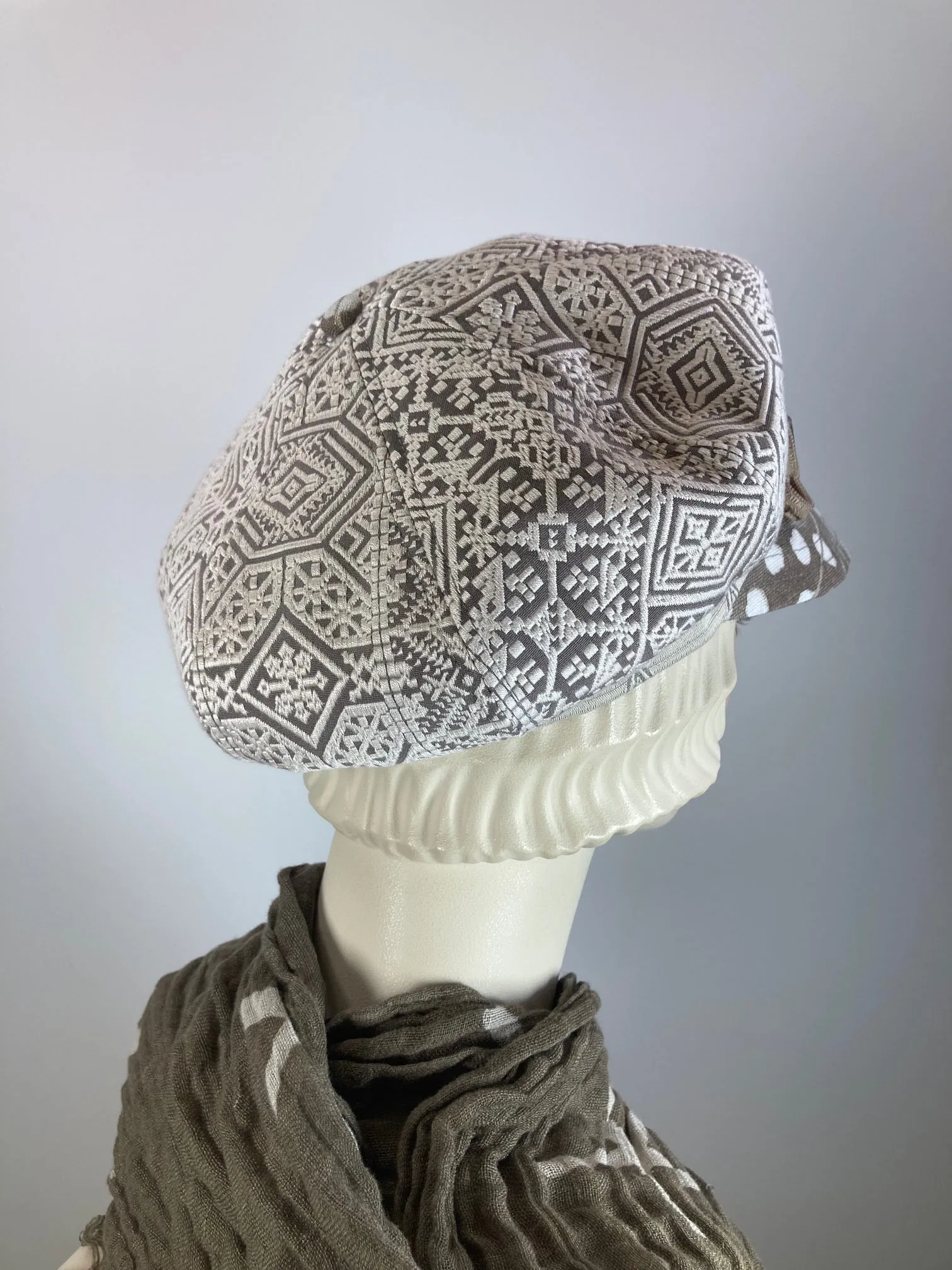 Womens neutral sustainable fabric Newsboy hat. Ladies Summer Newsboy Visor Cap. Soft Travel Fabric Sustainable fashion apple paperboy hat.