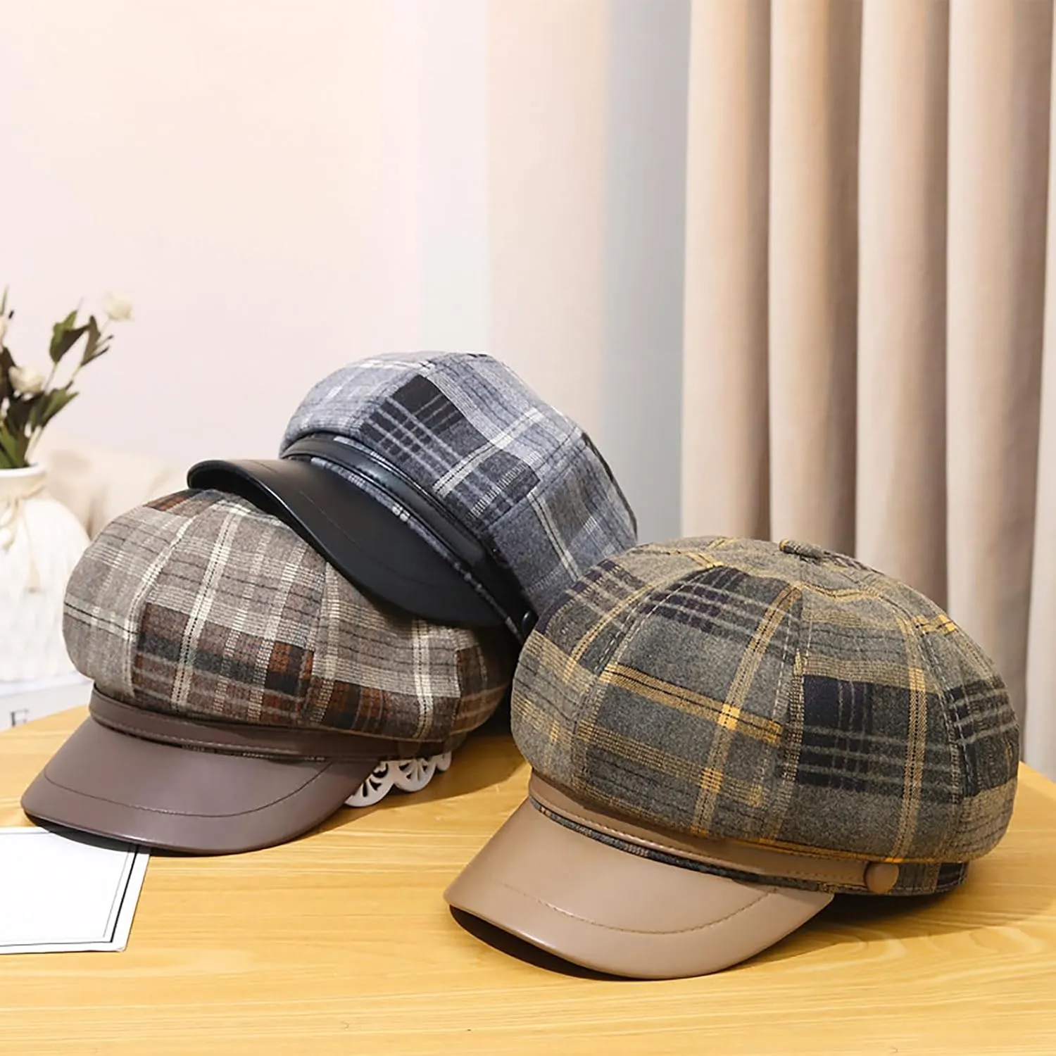 Womens Newsboy Cap French Fashion Hats Summer Cabbie Baker Boy Hat for Fall Beret Cap